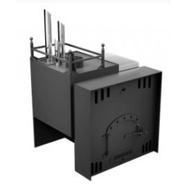 Печь для бани Горыныч Мини закрытая с парогенератором левая естественная система воздушного отопления