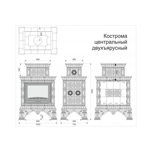 Печь камин КимрПечь Кострома Центральный Двухъярусный Январь, изображение 2
