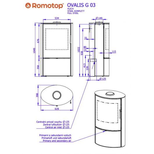Печь камин ROMOTOP OVALIS G металл, изображение 2